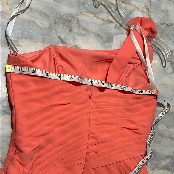 DAVID’S BRIDAL Beautiful Salmon color  One Shoulder Ruched Gown - Picture 2 of 3